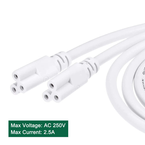 6 Foot LED Tube Extension Cord Set 4 Pack For T5 T8 Lights Three Prong Power Cables Female To Female Connectors End To End Linkable