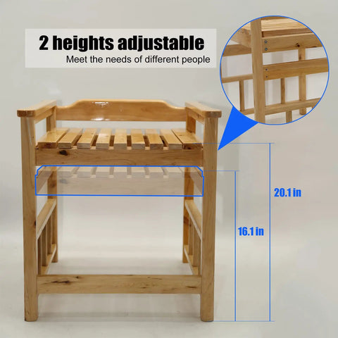 Wood Shower Bench Waterproof Spa Stool For Inside Showers Multiuse Shower Chair adjustable heights