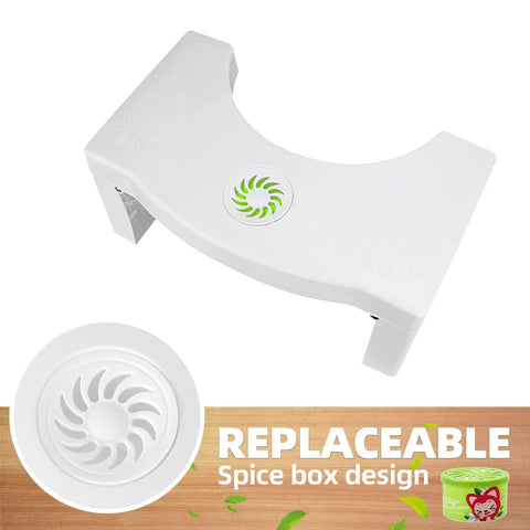 7 Inch Heavy Duty Toilet Stool For Adults, Non Slip Folding Foot Rest For Easier Squatting In Bathroom, top view, white design