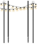 2 Pack 10Ft Spiral Screw In Outdoor String Light Poles For Patio And Garden No Fuss Install Durable Poles With String Lights