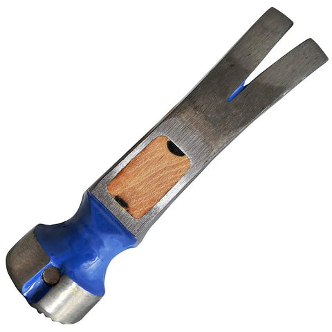 California Framer Steel Eagle Hammer With Milled Face 19-Ounce, blue grip, shock-block system, head detail, Made In The USA