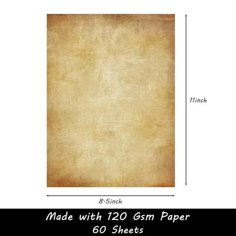 Old School Vintage Letter Paper Pack With 60 Sheets, Aged Double Sided 8.5 By 11 Inch 120Gsm Printer Paper