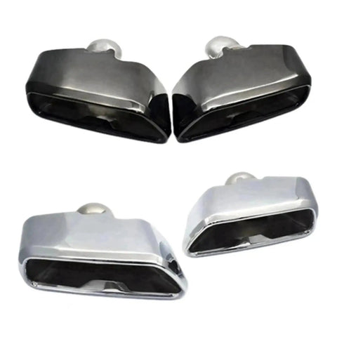 BMW 5 Series G30 G38 Beefed-Up Exhaust Pipe Muffler Tailpipe Replacement Tips, Bright Black Silver, Stainless Steel