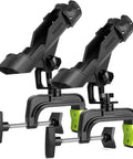 2 Pack Boat Fishing Rod Holders With No Fuss Adjustable Clamp Fits Round Or Square Tubes From 0.59 To 3.15 Inches, black and green clamp view