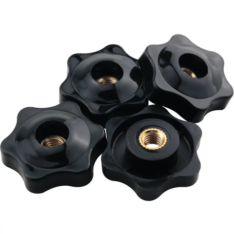 10 Pcs M6 Star Knob Fixtures Tight Handle Nut Through Hole Plastic Knurled Copper Core Knobs For Saw Fence Drilling Machine Lathe