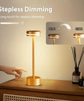 Cordless Table Lamp With Aluminum Touch Control Rechargeable 4000mAh Battery Warm 3000K LED Lit Hand Painted Modern Accent Light