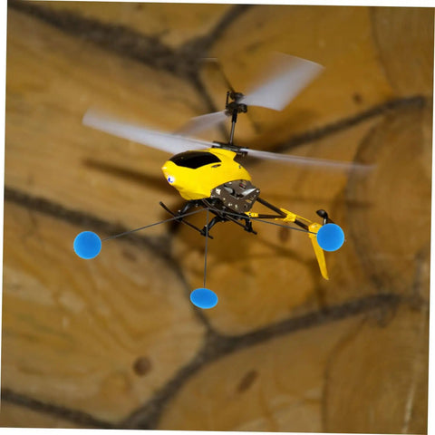 Yellow RC Helicopter with blue sponge balls from RC Helicopter Training Gear Kit With Sponge Balls For Stability And Flying Practice Beginner Friendly Accessories For Airplanes And Remote Control Aircraft Outdoor Practice Equipment For Beginners