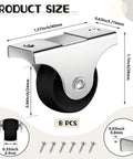 Diagram showing Eight 1 Inch Non Swivel Fixed Castor Wheels With Metal Top Plate For Furniture And Small Appliances Includes 16 Screws