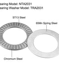 Thrust Needle Roller Bearings With Washers NTA2031 1-1/4 Bore 1-15/16 OD 5/64 Width 0.032 Washer Thickness Chrome Steel Rollers