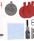 DIY Auto Glass Repair Kit For Windshield Cracks And Chips Complete Windshield Scratch Remover with tools and adhesive components.