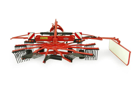 Kuhn GA 4731 GM 1:32 Scale Single Rotor Rotary Rake Die Cast Farm Implement Accessory with rotating tines, rear view.