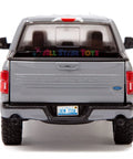 Rear view of Ford F150 Limited Crew Cab Diecast Model Truck One Twenty Four Scale Abyss Gray With Opening Doors And Detailed Interior