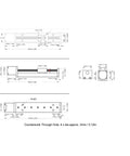 Technical drawing showing dimensions of 50mm Stroke Mini Linear Rail Guide Slide Actuator Built Like A Workhorse Featuring Heavy Duty Alloy Stepper Motion Stage