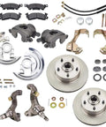 Complete Deluxe Front Spindle and Disc Brake Kit For 1964-1974 GM A F X Cars With 11 Inch Disc Brakes and hardware components