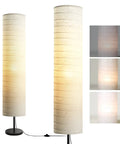 Modern Tall Floor Lamp With Dimmable Three-Level Brightness, Paper Lampshade, 55 Inch Standing Light For Office, Kids Room