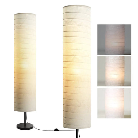 Modern Tall Floor Lamp With Dimmable Three-Level Brightness, Paper Lampshade, 55 Inch Standing Light For Office, Kids Room