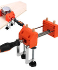 Durable Home Vise Table Work Bench Clamp With Stainless Steel Body And Non Slip Abs Jaws For Easy Woodworking Clamping Projects Plus Quick Clip Installation, showing the clamp on a wood surface.