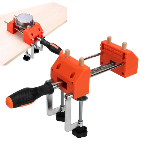 Durable Home Vise Table Work Bench Clamp With Stainless Steel Body And Non Slip Abs Jaws For Easy Woodworking Clamping Projects Plus Quick Clip Installation, showing the clamp on a wood surface.