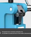Heavy Duty Cast Iron Manual Arbor Press For Metal Stamping And Bench Top Forming Two Thousand Pound Capacity Punching Machine lever mechanism close-up