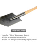 Battle Wolf Military Grade Survival Shovel Beefy Beastly Built Heavy Duty Carbon Steel With Hardwood Handle shown on white
