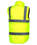 Class 2 Hi Vis Winter Work Vest Xl back view, padded construction, bright yellow with reflective stripes, ideal for outdoor work.