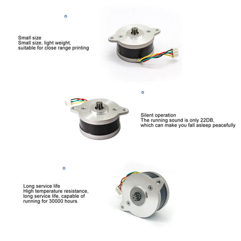 36Mm Two Phase Direct Drive Stepper Motor with Ten Teeth Gear for 3D Printers and CNC Machines shown from various angles
