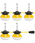 100 Ft LED Construction String Lights With Ten Heads, 100W Total, 10000 Lumens Outdoor Work Light With Hooks Visible