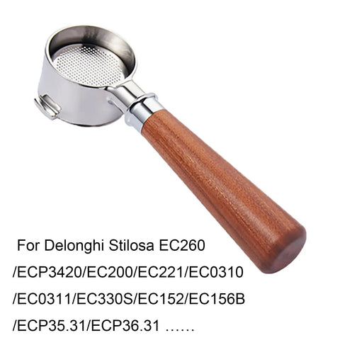 51mm Bottomless Portafilter With Two Ears For Stilosa EC260 ECP3420 Pro Grade Espresso Tool Stainless Steel Basket And Wood Handle