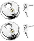 Heavy Duty Disc Padlocks Two Pack Keyed Differently For Storage Units With Three Eighths Inch Shackle Stainless Steel Construction