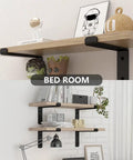 7.25 Inch Floating Shelf Brackets Set Of 4 Built Tough Heavy Duty Wall Mounted One Quarter Inch Thick Matte Black Carbon Steel Shelving Supports For Strong Home Storage And Easy Install in bedroom