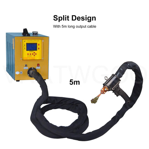 Heavy Hitter 1500 Watt Induction Bolt Heater And Stuck Fastener Remover With Built In Water Cooling For Bearings Shafts And Copper Parts No Hassle Flat Out Performance Tool featuring a split design and 5m output cable.