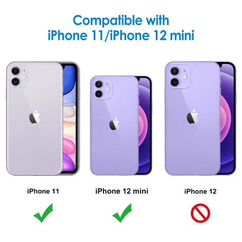 Camera Lens Protector For iPhone 11 6.1 Inch And iPhone 12 Mini 5.4 Inch, 9H Tempered Glass, HD Clear Lens Shield, Anti Scratch, Case Friendly, Night Shot Safe, Full Coverage Protection, Crystal Clear, 3 Pack compatibility chart