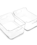 Smooth Operator Clear Plastic Storage Bins Large Two Pack Tough As Nails for kitchen organization with handles.