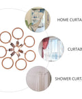 50 Pieces Vintage Bronze Shower Curtain Hooks With Hanging Clips And Glide Rings For Bathroom, shown with curtain examples