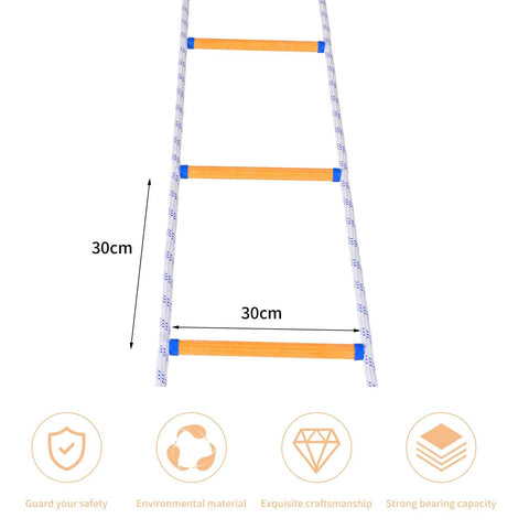 Flame Resistant Fire Escape Ladder With 6.5ft Rope And Two Hooks Quick Deploy Extension Ladder For Two Story Homes, rung details