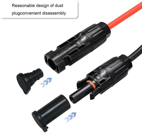 8-Piece Solar Weatherproof Silicone Dust And Waterproof Cap Connectors For PV Panels MC4 Inverters in disassembled view