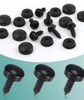 Stainless Steel License Plate Screws and Cap Covers Kit Anti Theft Bolts Fasteners for Cars Trucks SUVs Motorcycles Black 18 Piece Set With Gaskets Weather Resistant