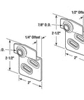 Diagram showing Sliding Closet Door Roller Kit With 7/8 Inch Convex Wheel For Top-Hung Bypass Wardrobe Doors Includes 1/4 Inch And 1/2 Inch Offset Pairs