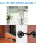 3 Inch Privacy Hook And Eye Latch For Barn Door Black 2 Pack Durable Solid Iron Lock With Powder Coated Finish on window frame