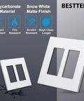 Matte Snow White 2 Gang Screwless Wall Plate Decorator Outlet Cover for light switch, polycarbonate, scratch-resistant