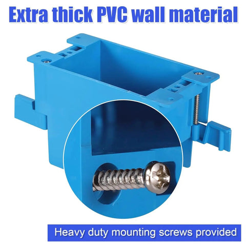 16 Pack 1 Gang Old Work Retrofit Electrical Box for Wall Switch and Outlet Installations, 14 Cu In PVC Junction Box, DIY Friendly, Easy Mounting for Construction and Renovation, Durable Non Conductive Plastic, blue PVC old-work box with mounting screws