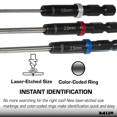 RC Hex Bit Set And Tool Kit 1.5mm 2.0mm 2.5mm Hex Head Allen Wrench Bits With Laser-Etched Sizes And Color-Coded Rings