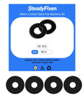 M12 Fender Washers Set Flat Washers 24mm OD 2.5mm Thick Black Oxide Durable Steel Gaskets For Screws And Bolts 20 Pieces