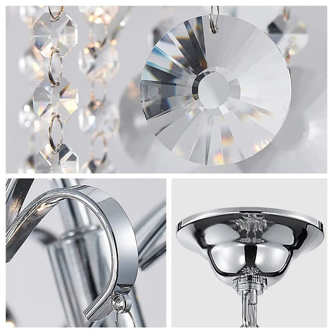 Close-up of Crystal Chandelier 5 Light Pendant Ceiling Light Modern Fixture For Bedroom Hallway Bar Kitchen Bathroom Glam Chandelier