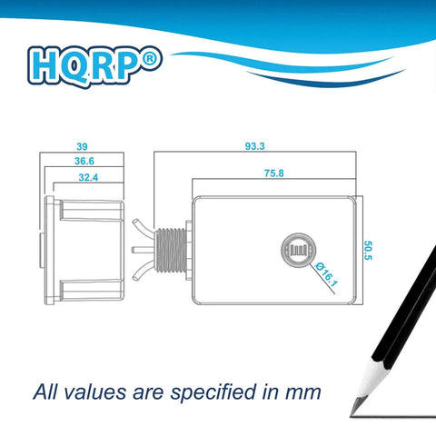 Diagram of 4 Pack Photocell Thermal Type Light Sensor Stem Mount Dusk To Dawn Hardwired Switch dimensions in mm.