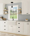 Kitchen with cabinets using 10 Pack Solid Core Cabinet Pulls Matte Black Cottage Collection 3 Inch Center To Center Hardware