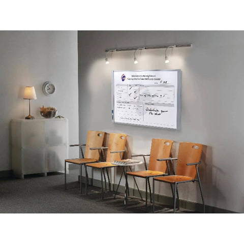 InView Custom Whiteboard 47 And A Half By 35 Inches Dry Erase Board With Half Inch Graphite Frame in classroom setting.