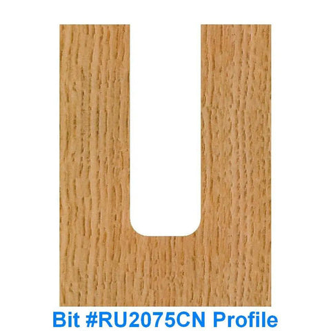 Bit RU2075CN profile from Six Piece CNC Signmaking Router Bit Set with 1/4 Inch Shank Includes 1/16 Inch Cove Nose Spiral Bit