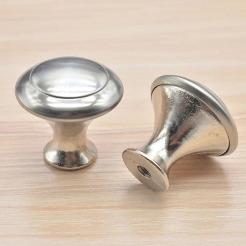 12 Pack 304 Stainless Steel Single Hole Cabinet Drawer Handles With Screws Silver Dome Shaped Door Pulls close-up view