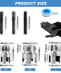 3 Piece PVC Pipe Threader Kit Carbon Steel Integrated Internal External Threading Tool sizes for 1/2 inch, 3/4 inch, 1 inch pipes.